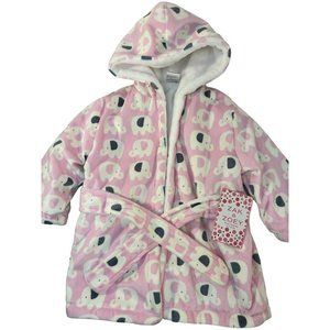 Zak & Zoey Plush Robe with Hood 0-9 Month Pink Elephants Brand New